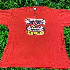 Retro 05' St. Louis Cardinals Busch Stadium Playoffs Men's Cotton Tee 2X
